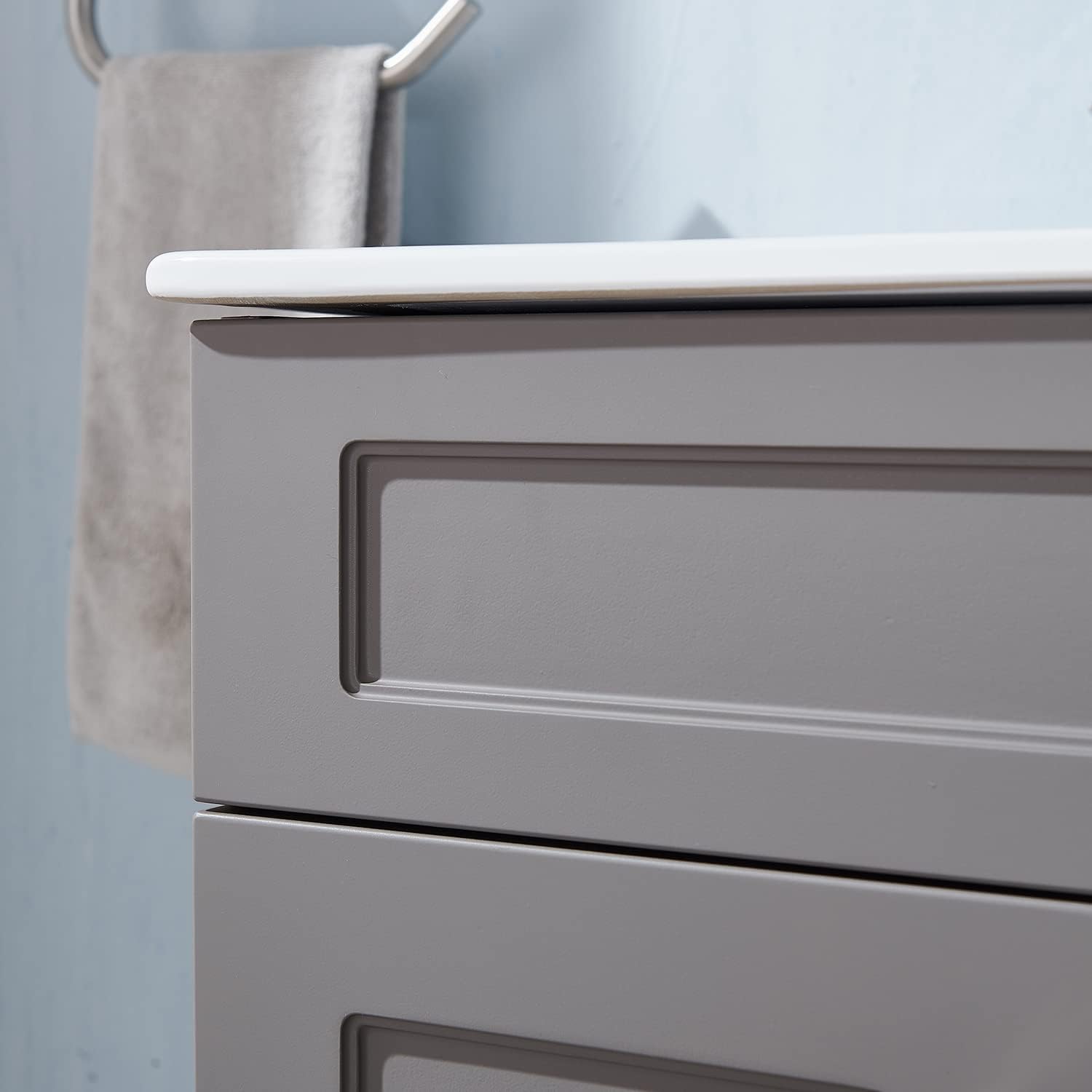 Gray 24 Inch Bathroom Vanity with Sink and White Ceramic Vessel Basin Top V276
