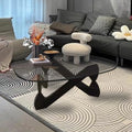 Black-Transparent Glass Coffee Table with Solid Wood Base D1554