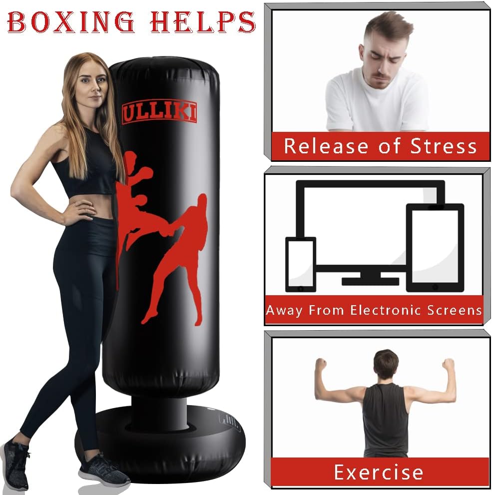 63 Inches Inflatable Boxing Bag with Stand V1115