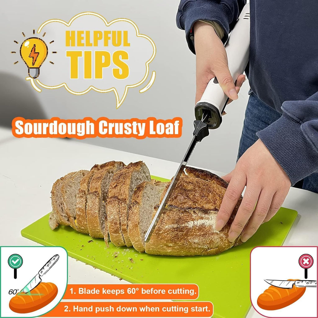 Cordless Electric Meat Carving Knife with 2 Serrated 8” Stainless Steel Blades W84318