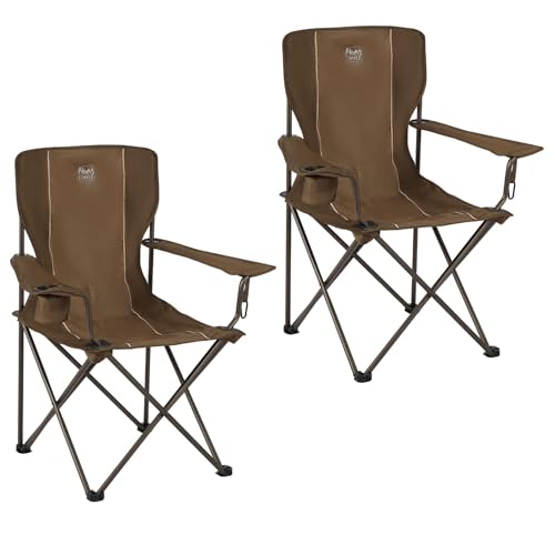 Collapsible Armrests Cup Holder Carry Mat Pet Leash Heavy Duty Foldable Chair Earth Brown P4988