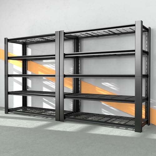 5-Tier Heavy Duty Metal Garage Shelving Unit with Wire Shelves, 3000 LBS Capacity, 76"H x 60"W x 24"D, Adjustable Boltless Steel Shelves D9242