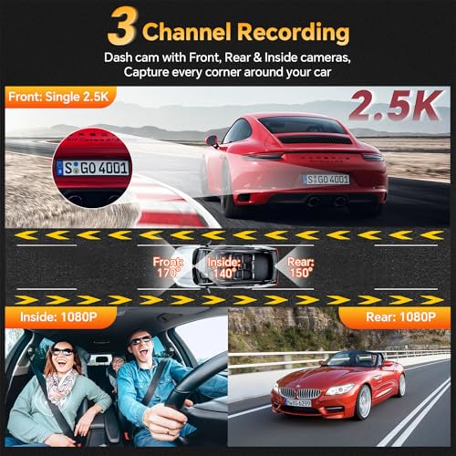 3 Channel Dual Dash Camera with 64GB Card A441933