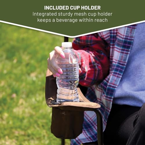 Collapsible Armrests Cup Holder Carry Mat Pet Leash Heavy Duty Foldable Chair Earth Brown P4988