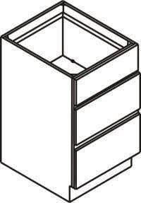 24 inch Wide Three Drawer Base Kitchen Cabinet Snow White Inset Shaker W3618
