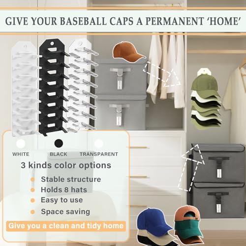 2 Pack Hat Organizer for Baseball Caps, Wall Hat Rack, Hold Up to 16 Hats F468223