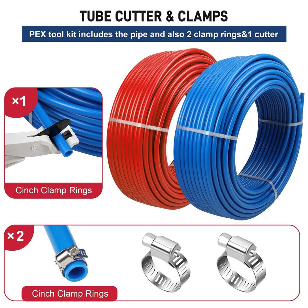 1/2 Inch 100ft 2 Rolls PEX-B Tubing Non Oxygen Barrier Flexible Pipe O279