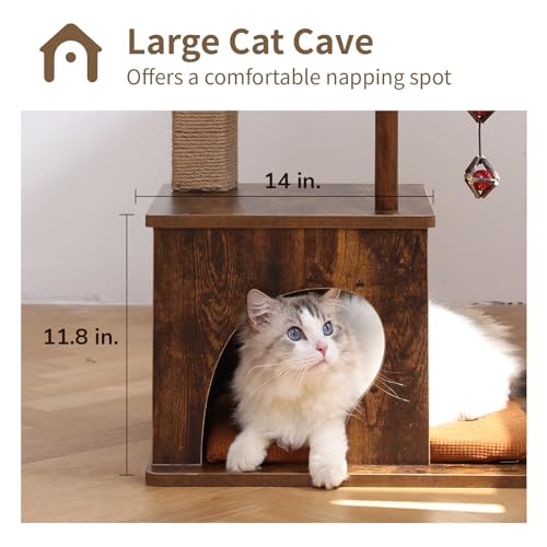 Brown Wood Cat Tree with Scratching Post I647