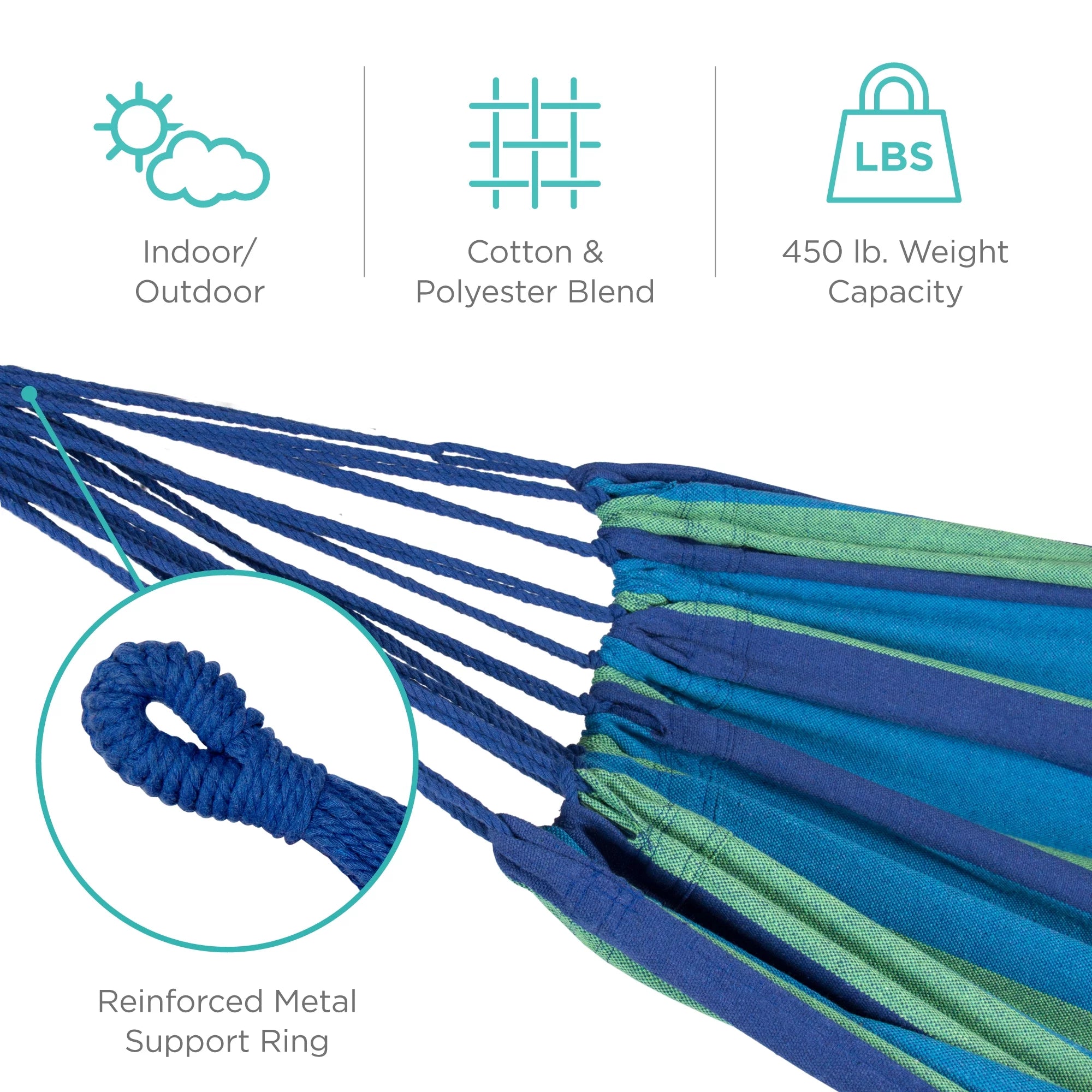 Blue Cotton Double Hammock with Carrying Bag H995265