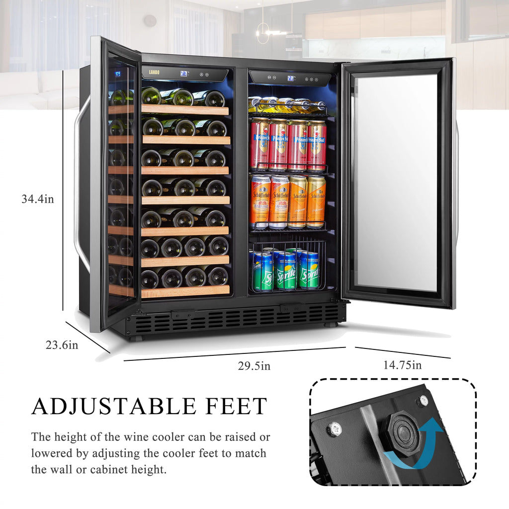 70 Can 33 Bottle Under Counter Dual Zone Wine Refrigerator 30 inch Width V667789