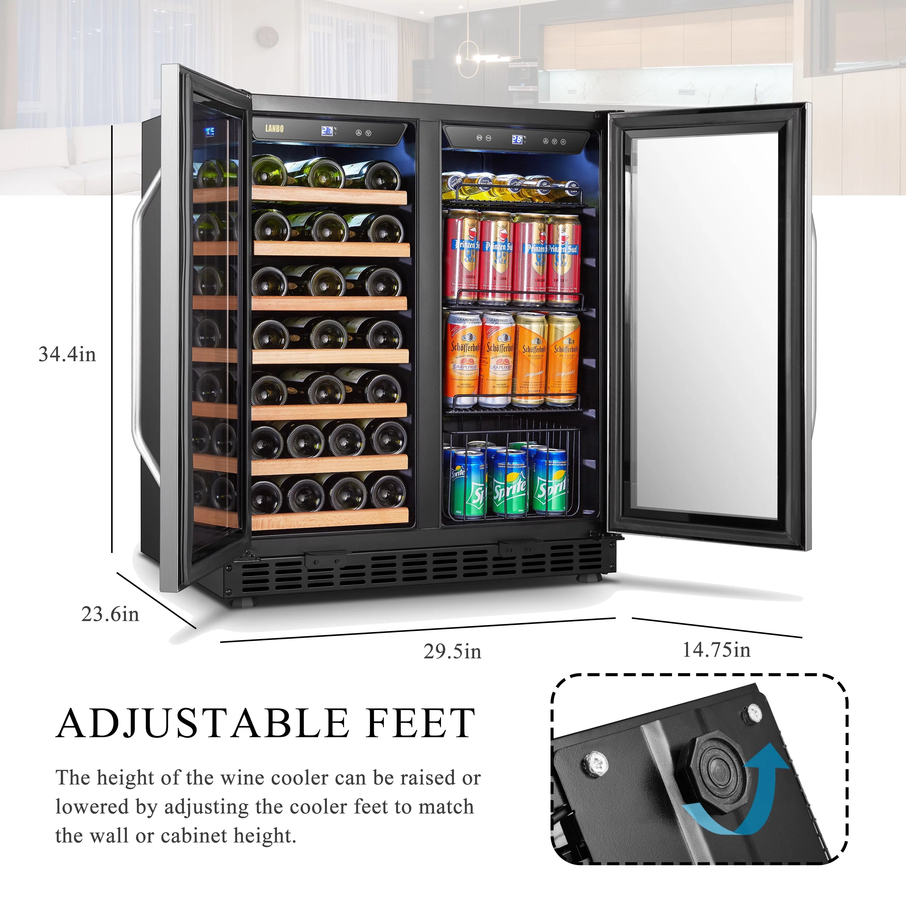 70 Can 33 Bottle Under Counter Dual Zone Wine Refrigerator 30 inch Width V667789