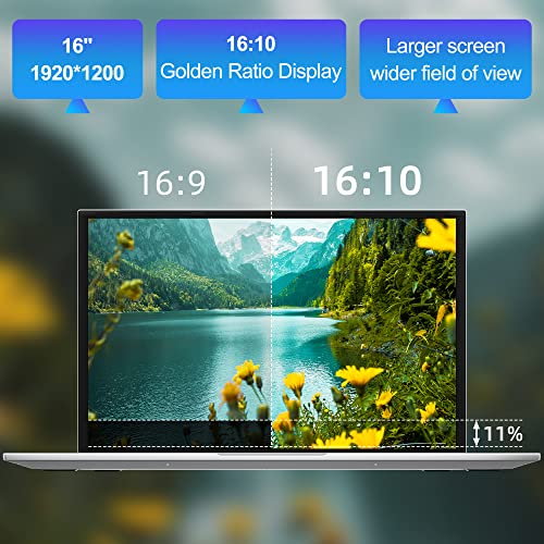 16 Inch Laptop, 16GB DDR4 512GB SSD, Quad Core N CPU, FHD IPS 1920x1200 Display Q434471