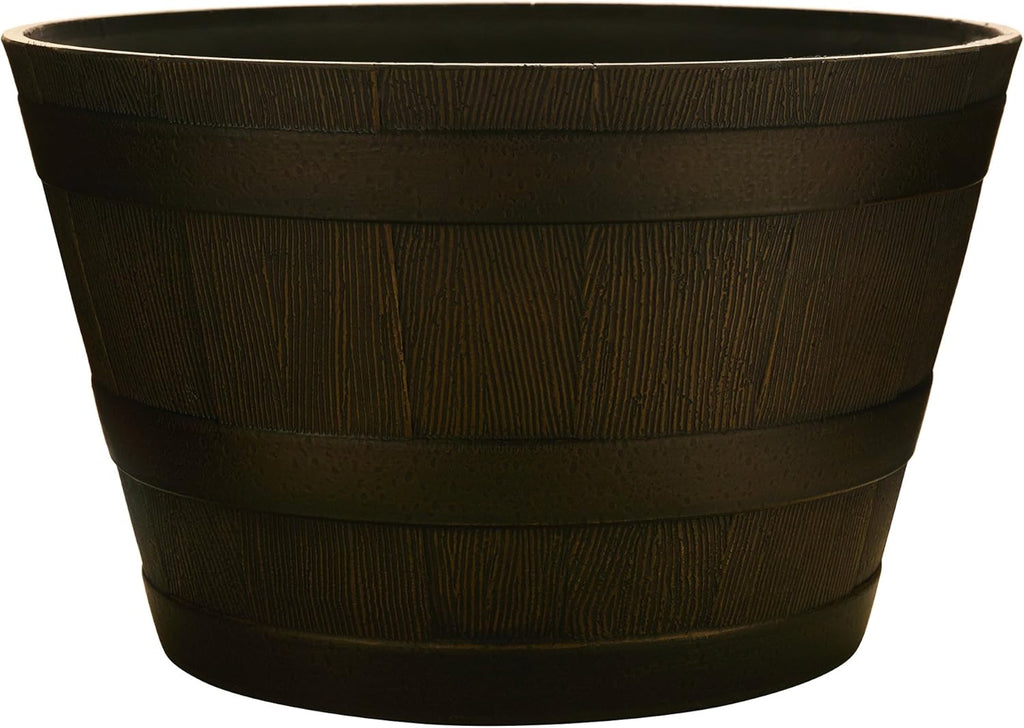 20.5" Resin Whiskey Barrel Planter, Kentucky Walnut Brown C6295