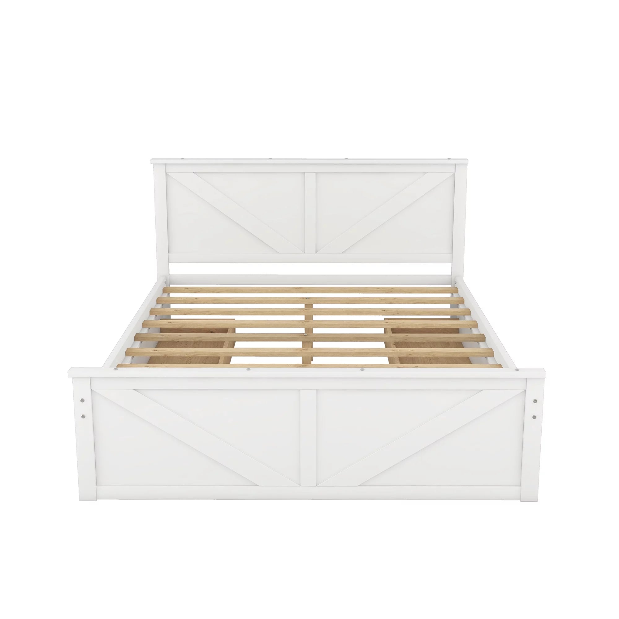 White Queen Platform Bed Frame with 4 Storage Drawers K547
