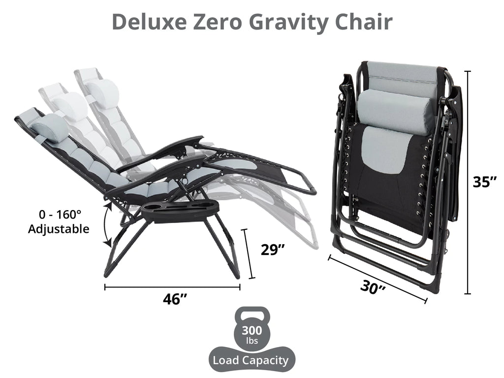 Oversized Zero Gravity Folding Lounge Chair Gray Q841