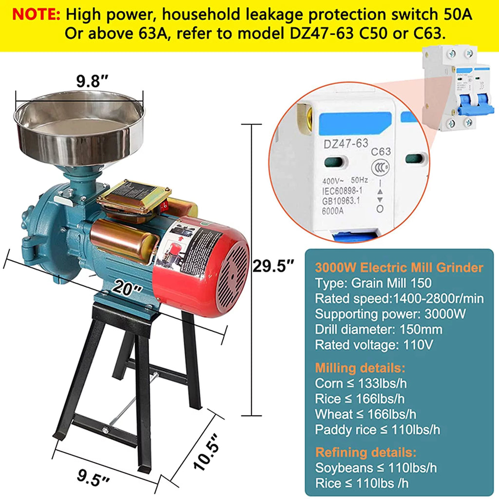 110V Electric Grain Mill Flour Grinder W9897