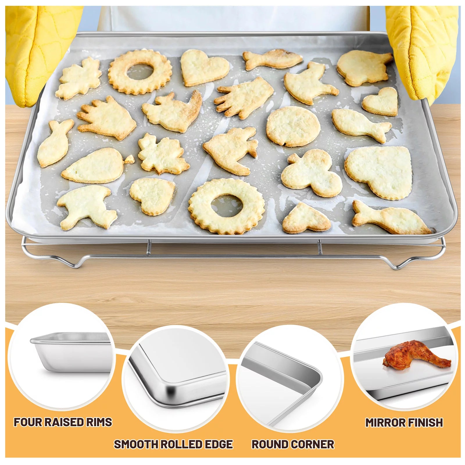 Extra Large Baking Sheet Set of 2, Stainless Steel Non-Stick U5989