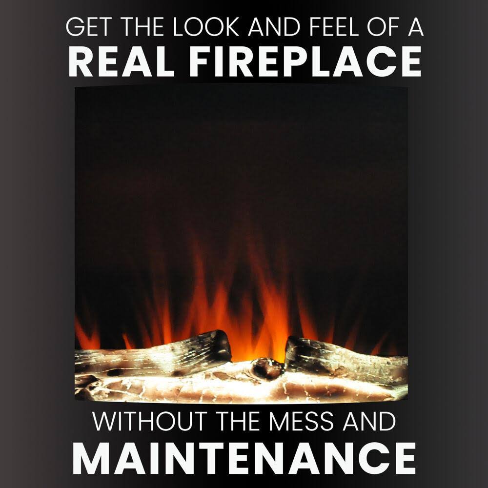 19.5 in. White Vertical Electric Fireplace with Multi-Color Flame and Driftwood Log Display G3578