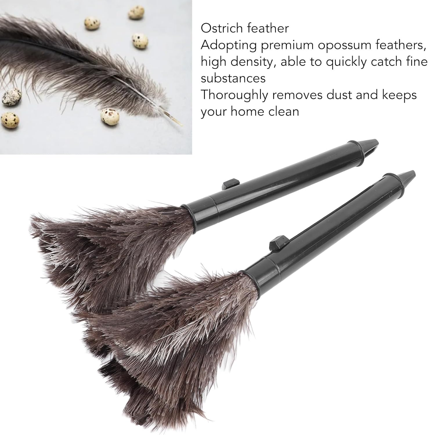 Ostrich Feather Duster Retractable Extendable Handheld I8136