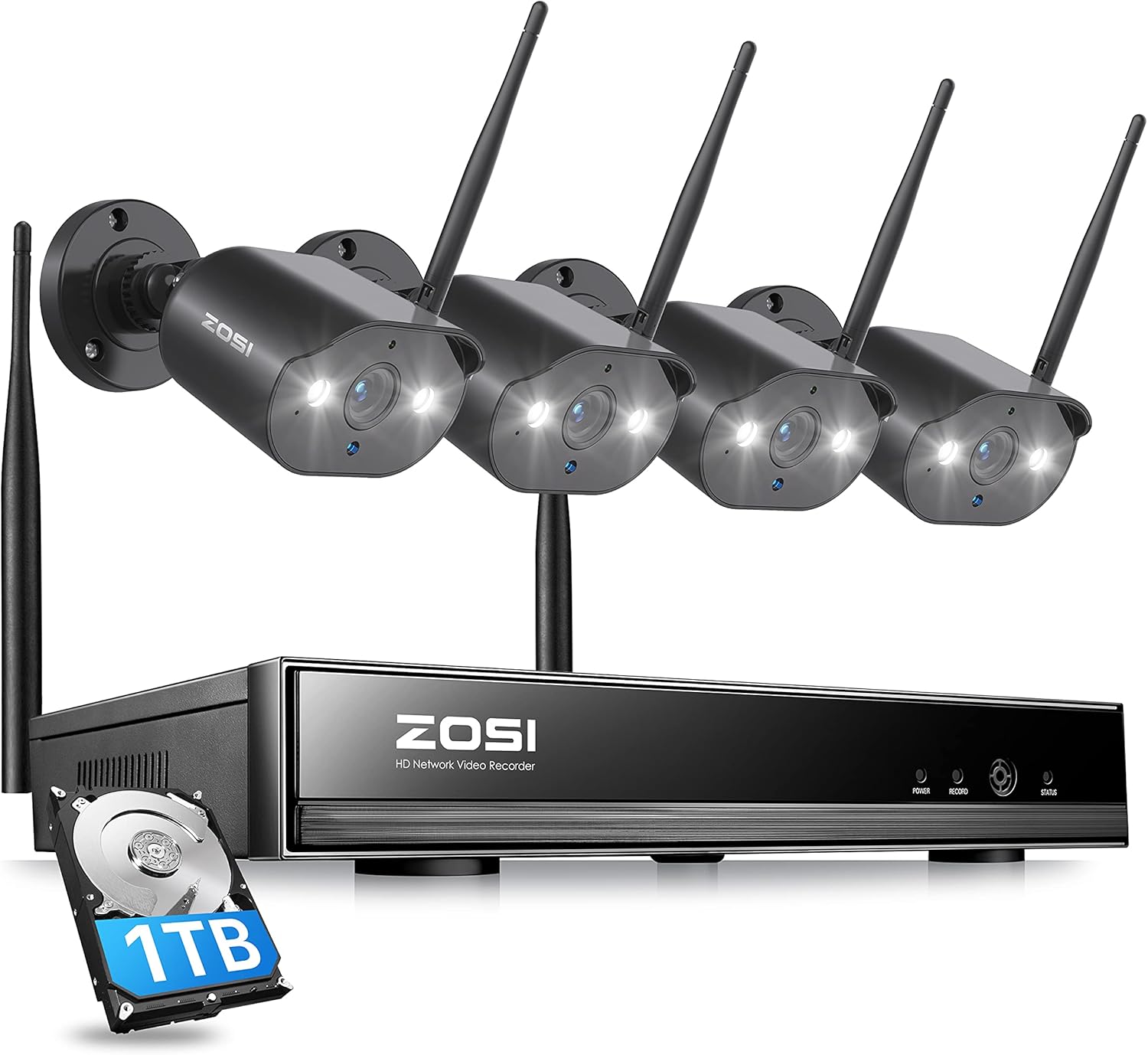 2K 8 Channel CCTV NVR with Hard Drive 1TB and 4pcs 1080P WiFi IP Camera A66816