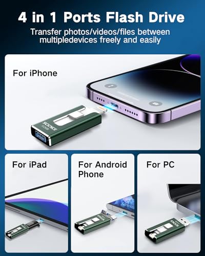 512GB USB Photo Memory Stick with USB C Adapter (Light Purple) H465080