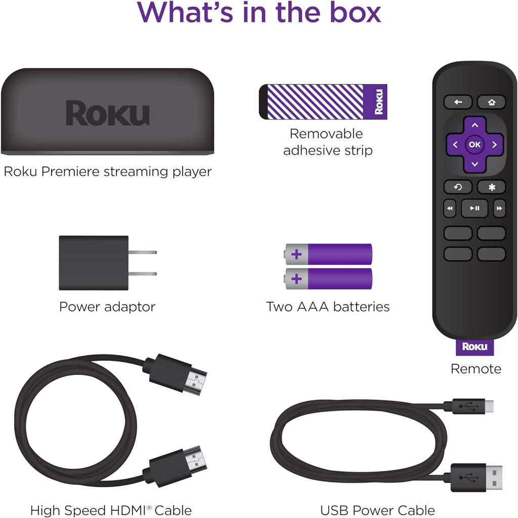 Black HD/4K/HDR Streaming Media Player with Remote and HDMI Cable R880