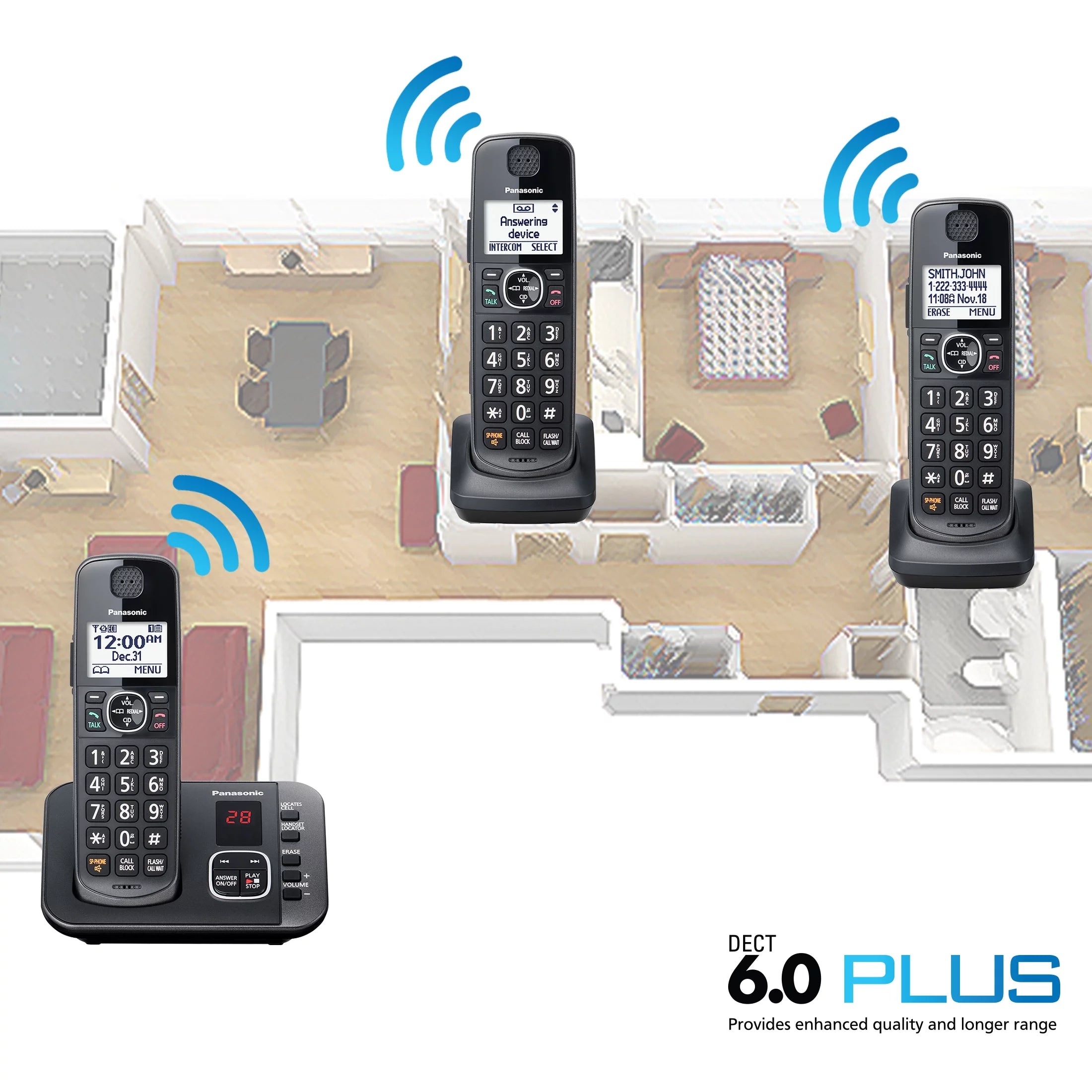 3-Handset Expandable Cordless Phone System with Answering System P274