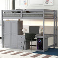 White Full Size Loft Bed with Wardrobe, Desk and Storage Drawers D4389