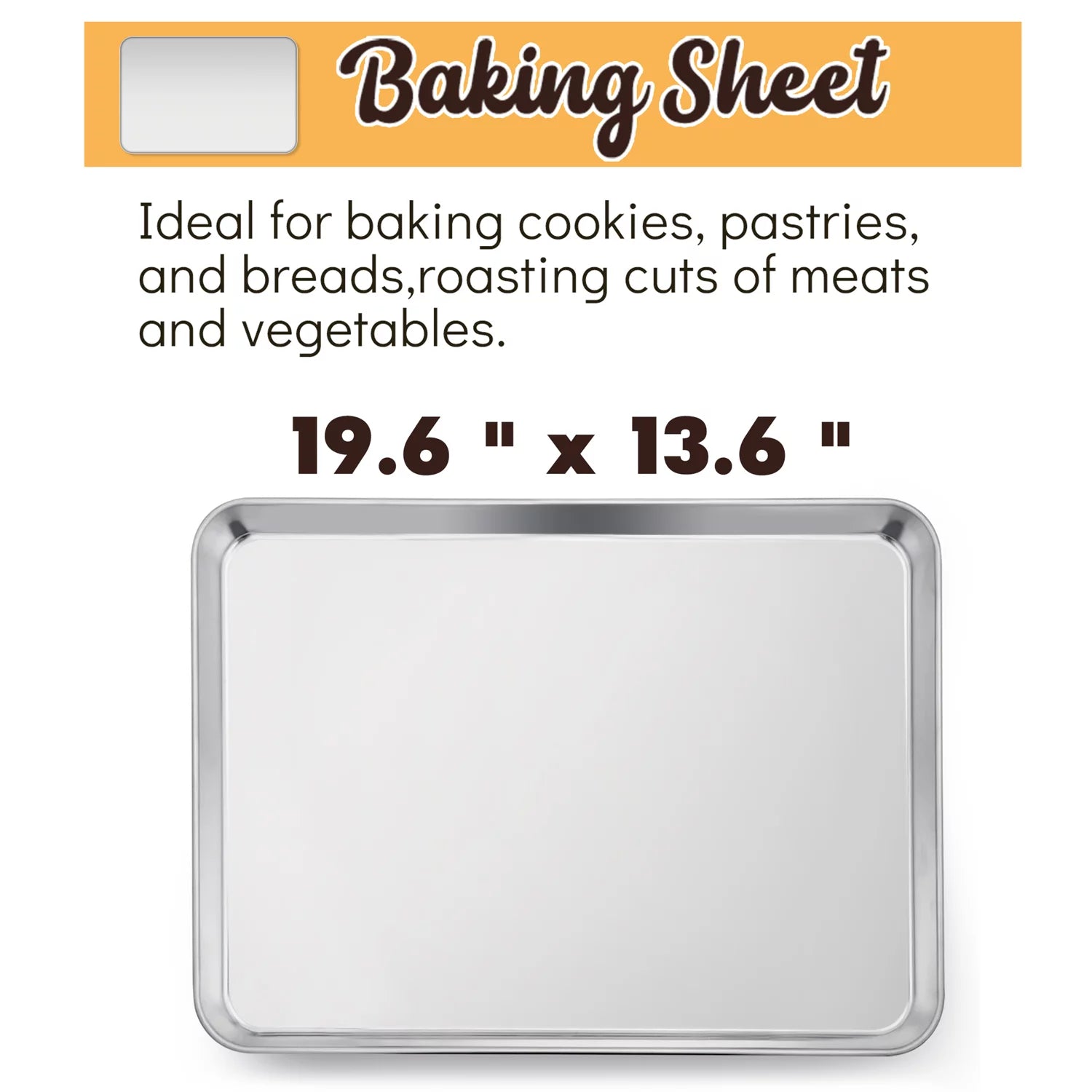 Extra Large Baking Sheet Set of 2, Stainless Steel Non-Stick U5989