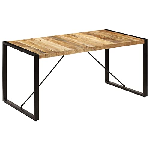 Solid Mango Wood Dining Table with Powder Coated Steel Legs H863659