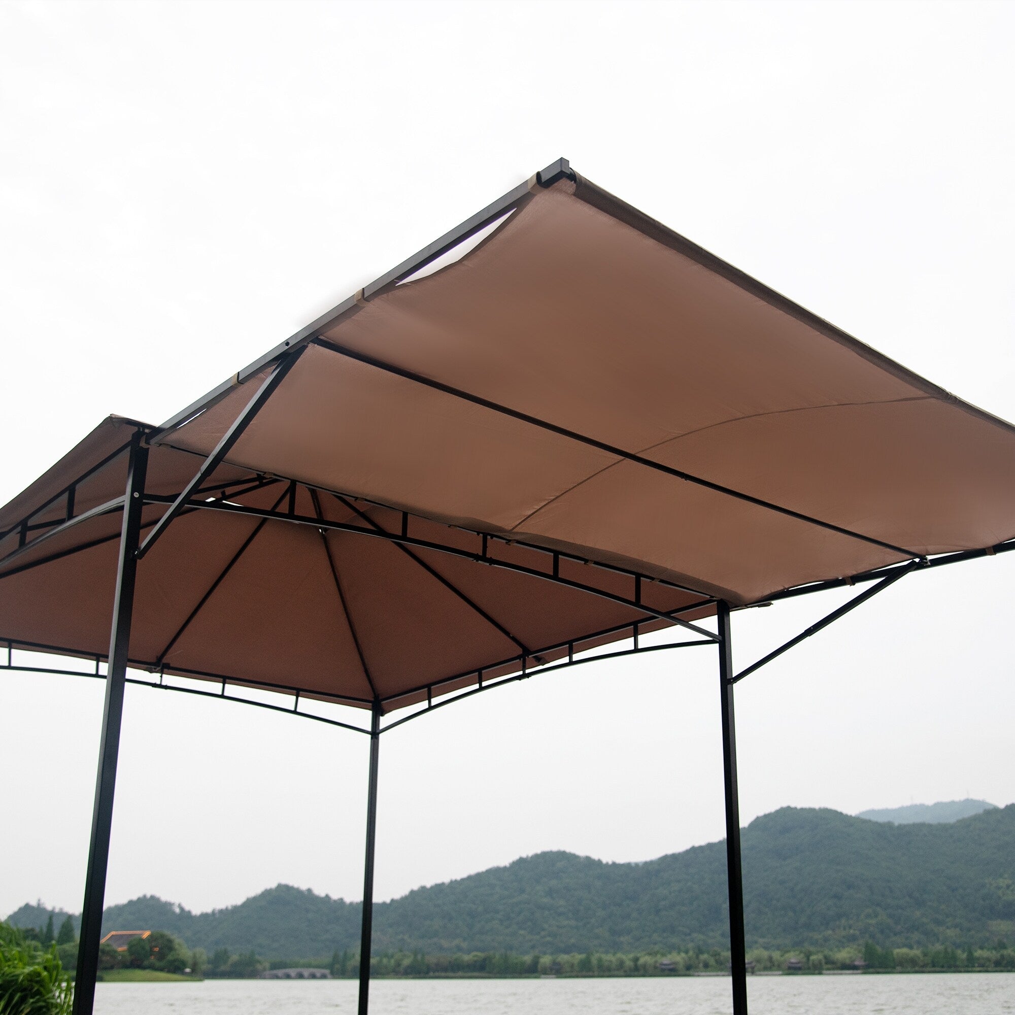 Beige Outdoor Grill Canopy with UV Protection Y585