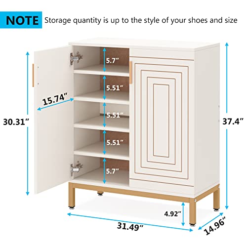 White Gold 20 Pairs Shoe Cabinet with Doors H376