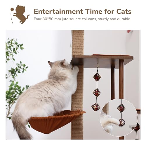 Brown Wood Cat Tree with Scratching Post I647
