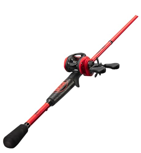 Fluorescent Red Baitcast Reel and Fishing Rod Combo B386348