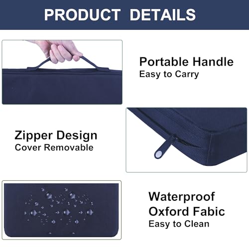 2 Inches Thick Waterproof Oxford Fabric Stadium Seat Cushions Set of 2 (Black) Y200