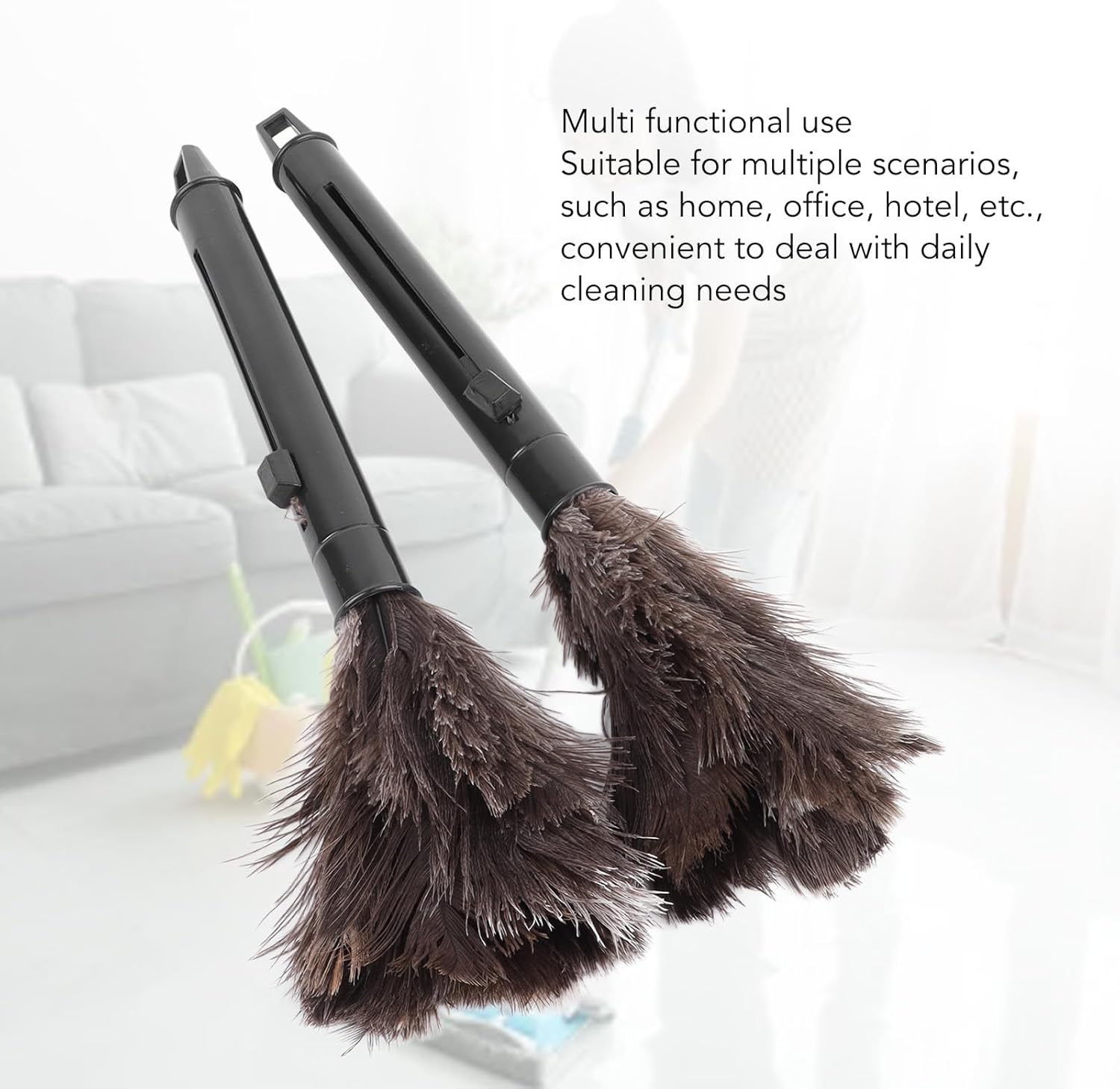 Ostrich Feather Duster Retractable Extendable Handheld I8136