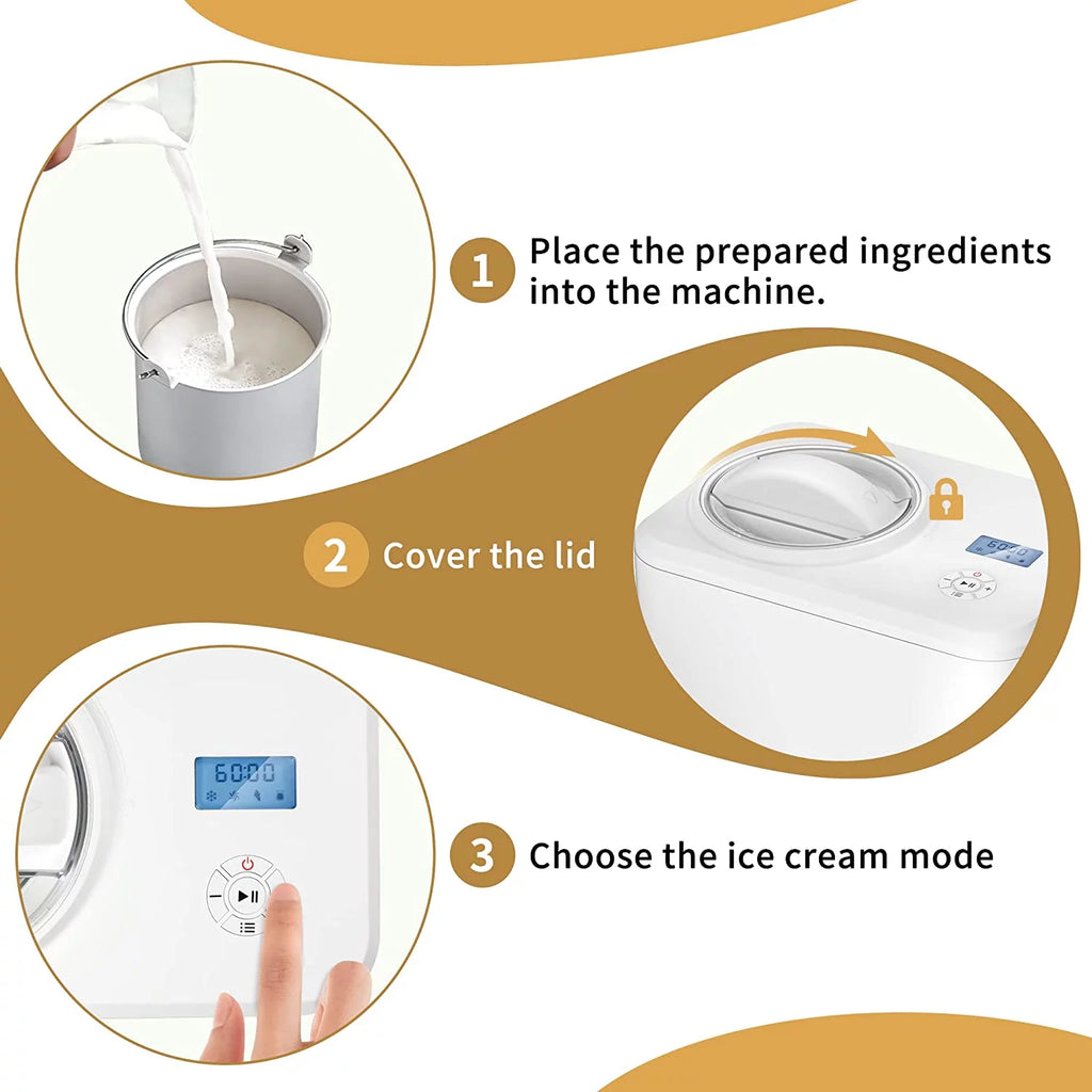 1.5qt Electric Ice Cream Maker with Compressor D548