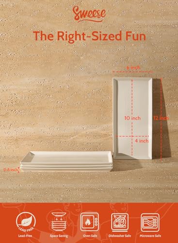 White 12 Inch Porcelain Rectangular Serving Platters Set of 4 V653275