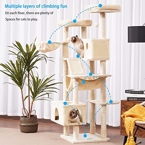 Light Gray 69 Inch Cat Tree with Scratching Posts O79980