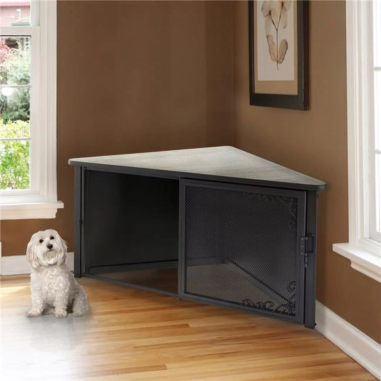 Medium Pet Crate Accent Corner Table I617981