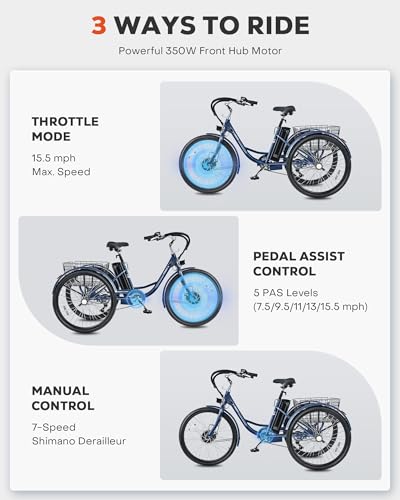 24 & 26 inch 350W 7 Speed Electric Tricycle Z865