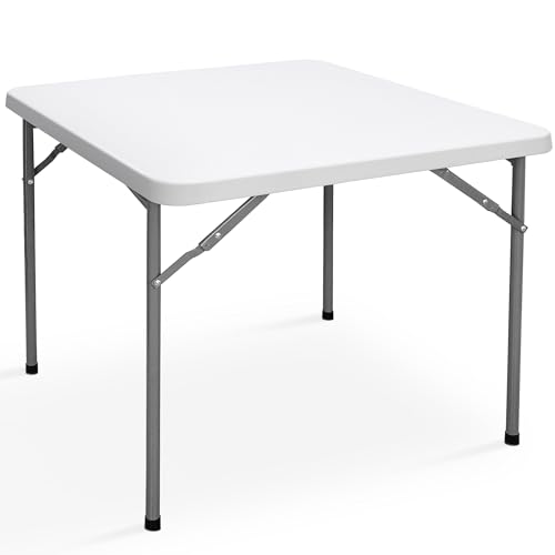 White 4 Foot Plastic Folding Table with Carrying Handle G79264