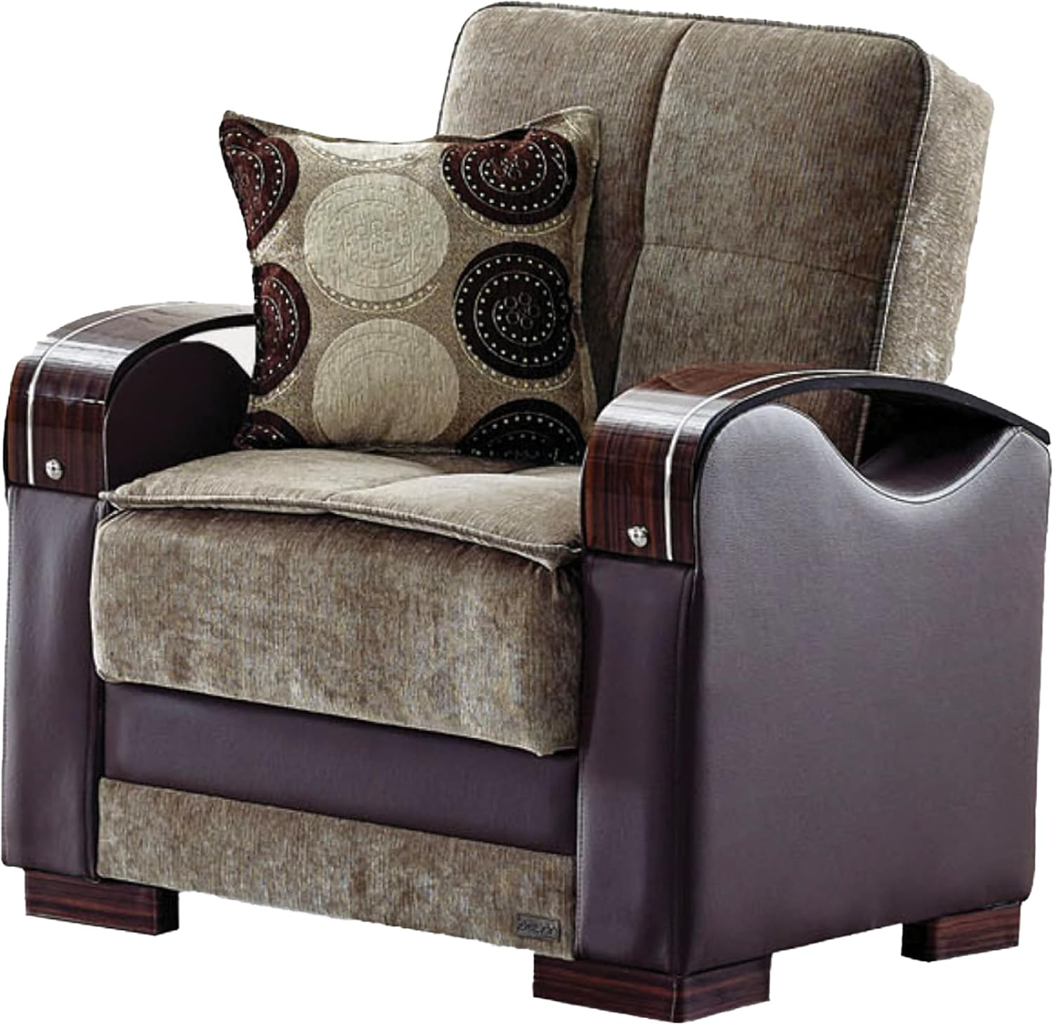 Light Brown Convertible Sleeper Chair with Storage R459