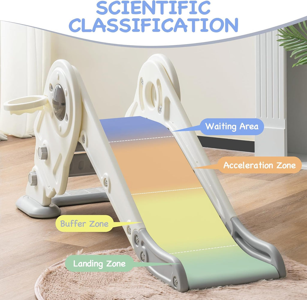Toddler Slide Set, 2 in 1 Kids Slide with Climber and Basketball Hoop Y715966