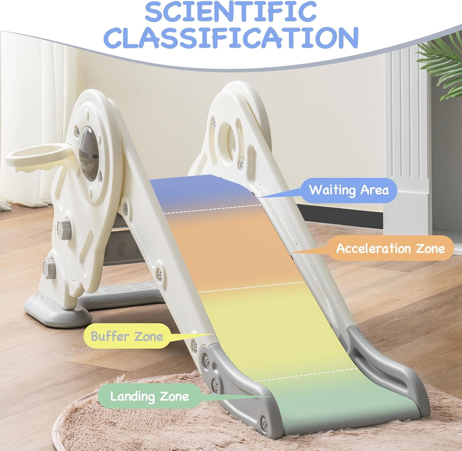 Toddler Slide Set, 2 in 1 Kids Slide with Climber and Basketball Hoop Y715966