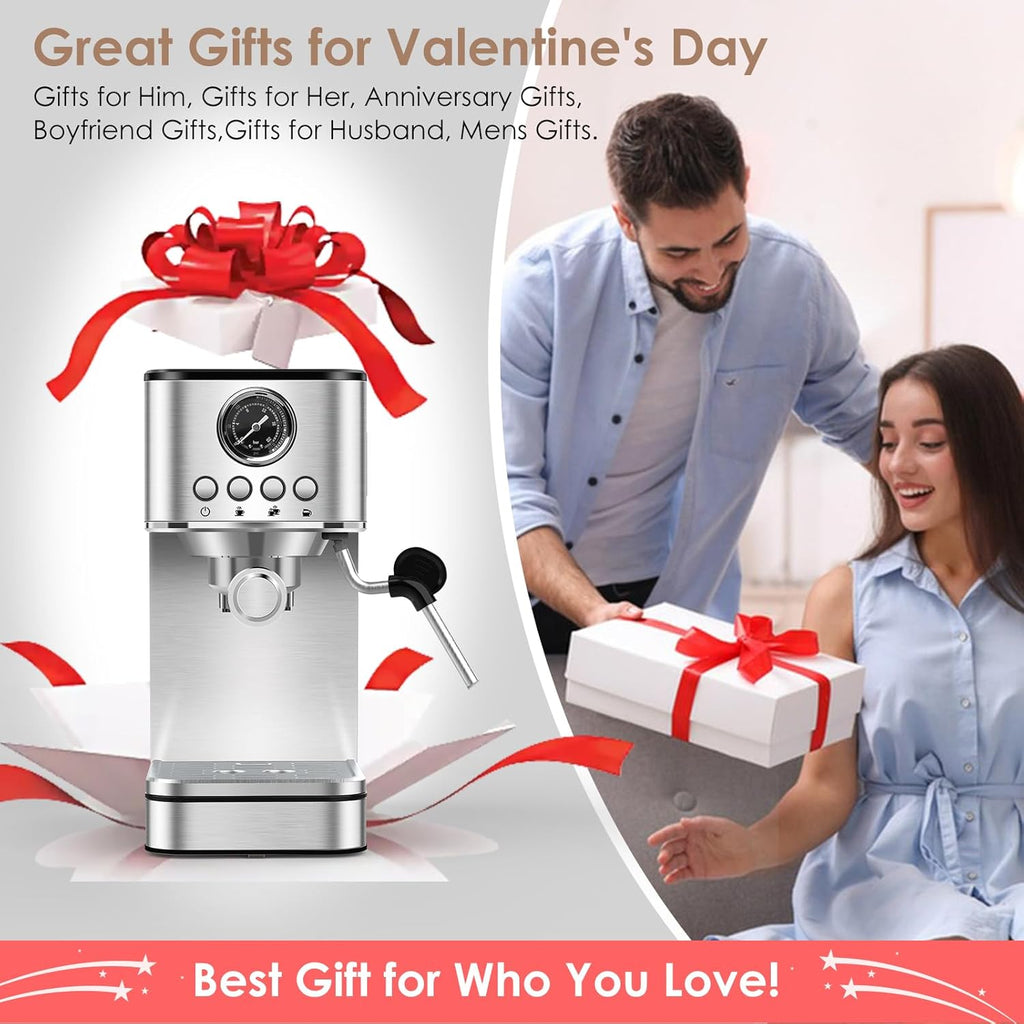 Stainless Steel Espresso Machine with Milk Frother U6468