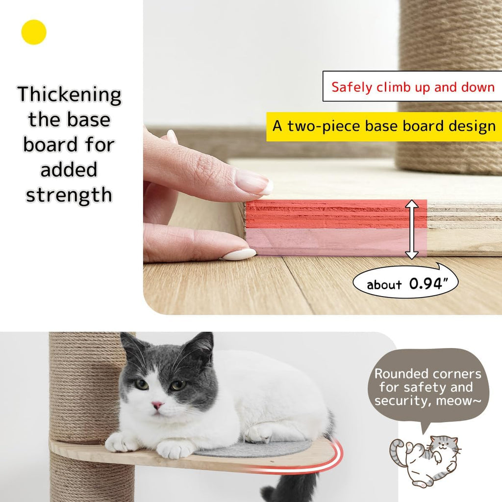 Cat Climbing Tower with Natural Sisal Rope Scratching Post D715743
