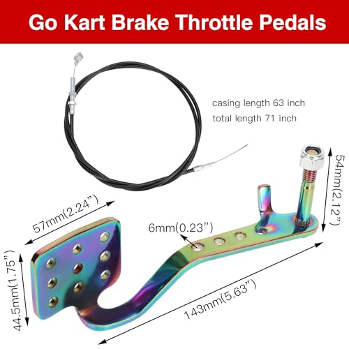 Black Go Kart Brake Pedal with 71” Throttle Cable Kit K54175
