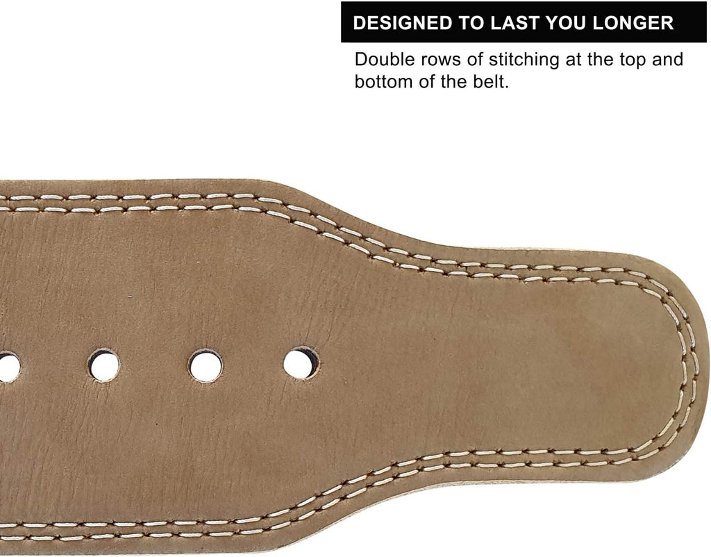 4 Inch 10mm Single Prong Powerlifting Belt Vegetable Tanned Leather Oat Medium X538852
