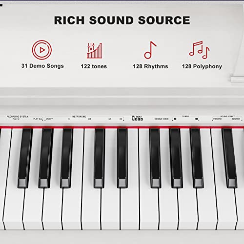 Black 88 Key Weighted Keyboard Piano with Piano Bench U370